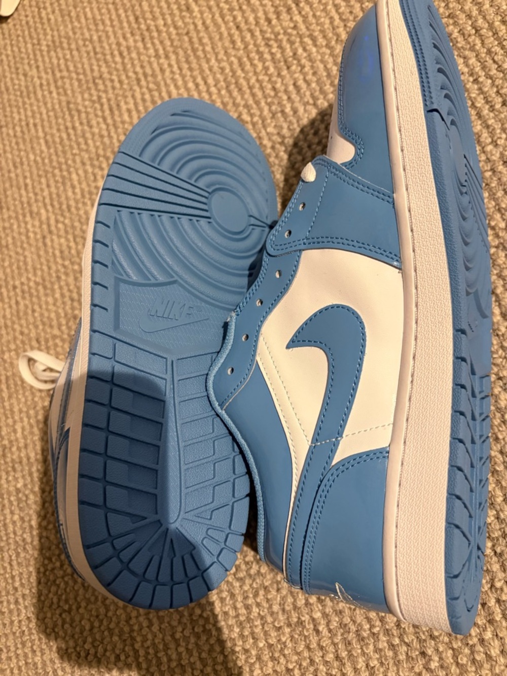 Jordan Light Blue and White Low-Top Sneakers - Picture 2 of 3